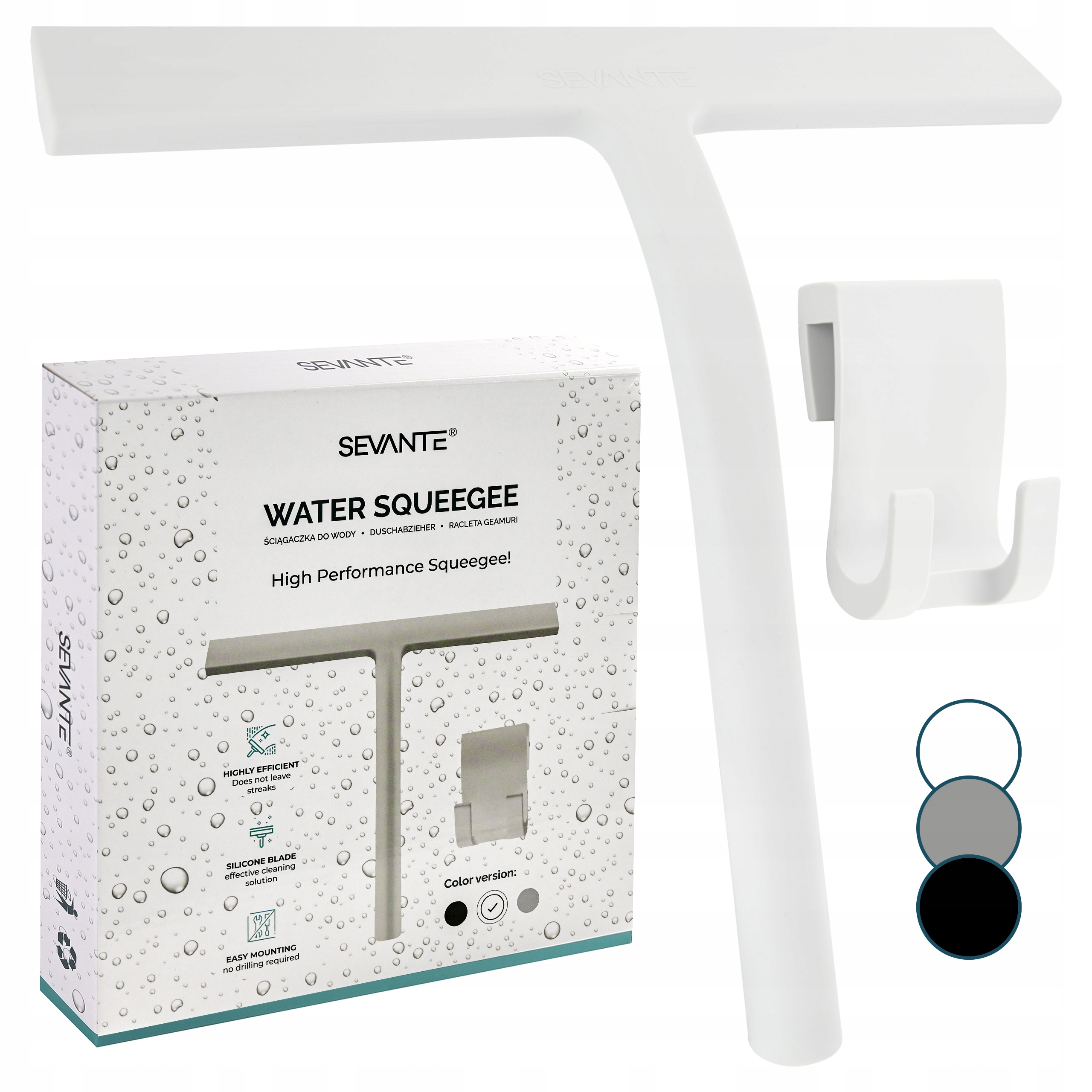 Levně Odsávačka vody do sprchového koutu Sevante silikonová bílá 23 cm