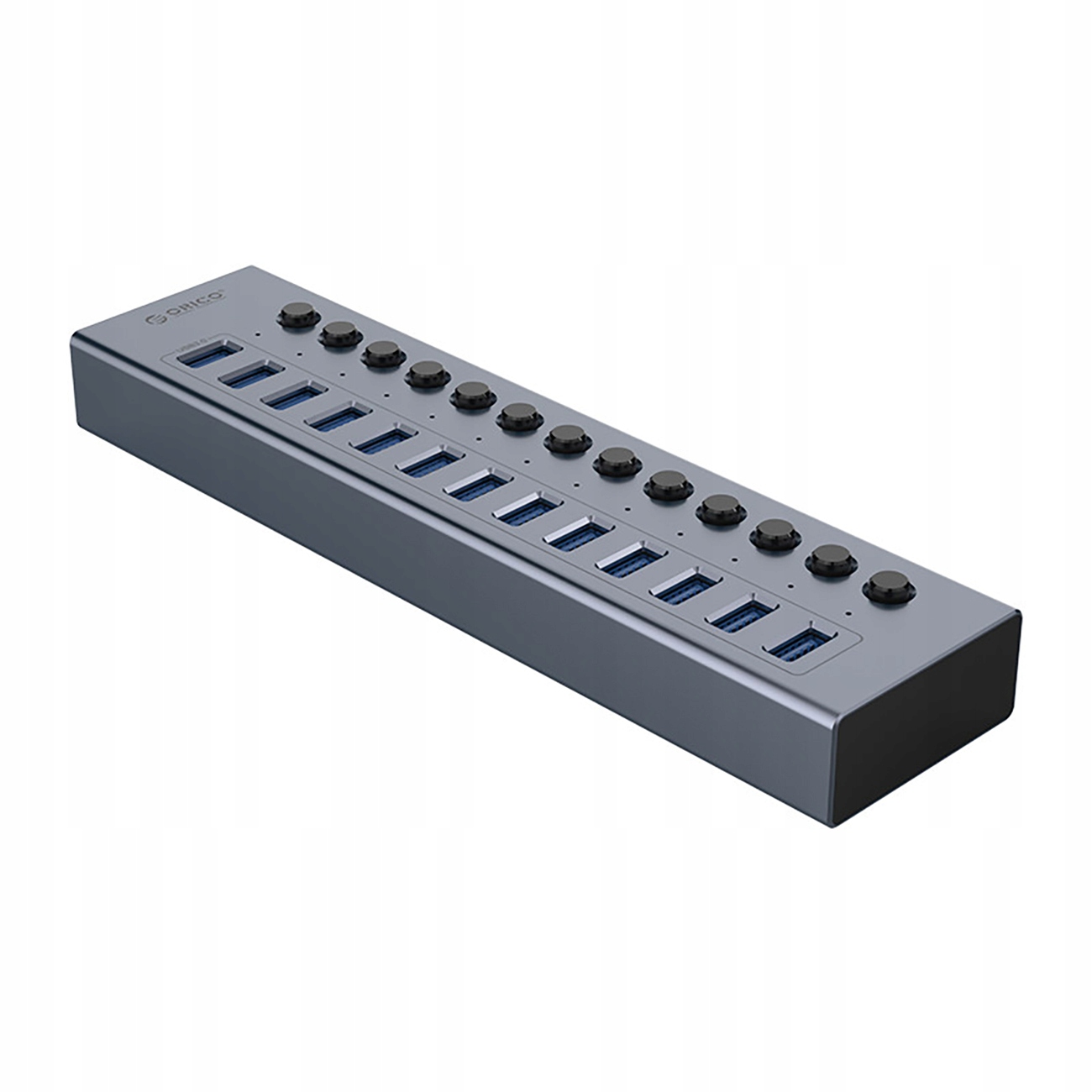 Hub BT2U3-13AB s vypínači 13x Usb-a šedý