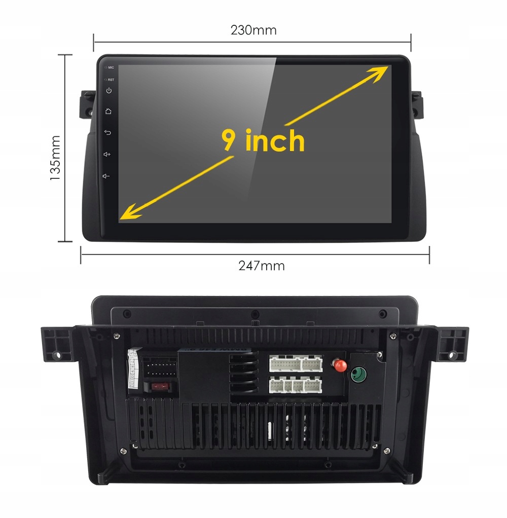 Radio 9" BMW e46 Android 10 GPS PL +kam. wifi Moc wzmacniacza 4x45 W