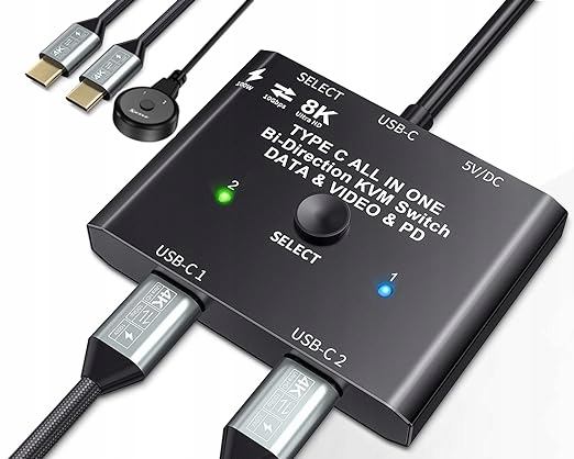 Dvousměrný přepínač Usb C 2 v 1 na 1 na 2 výstupy