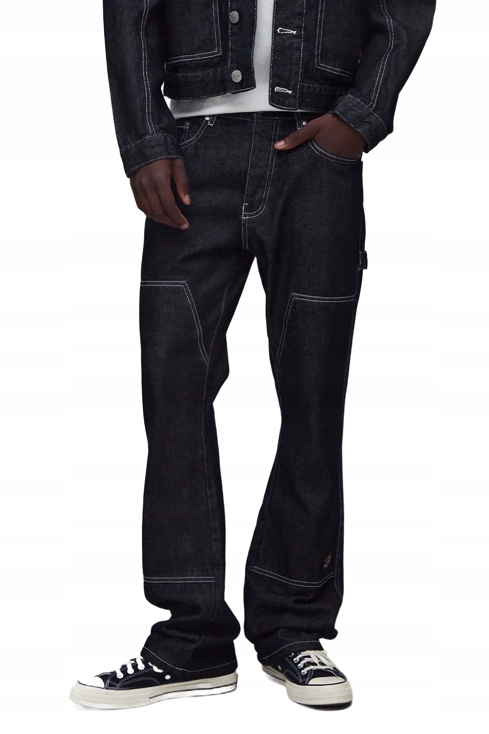 Boohooman Pánské Džíny Jednoduché Černé S Kontrastním Švem 36R Z3A