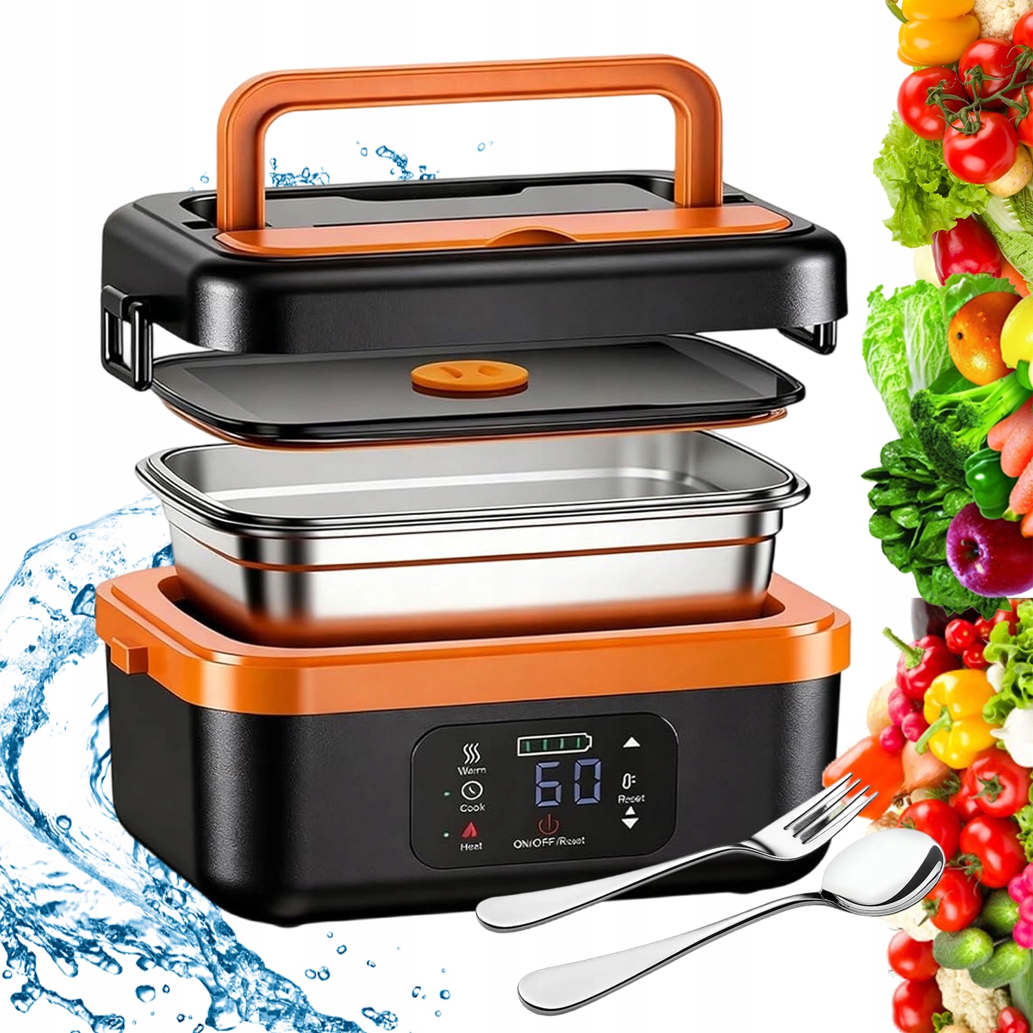 Elektrický Obědový Box 1000 ML, Ohřev Bez Vody 60 W, Baterie 16000 Mah