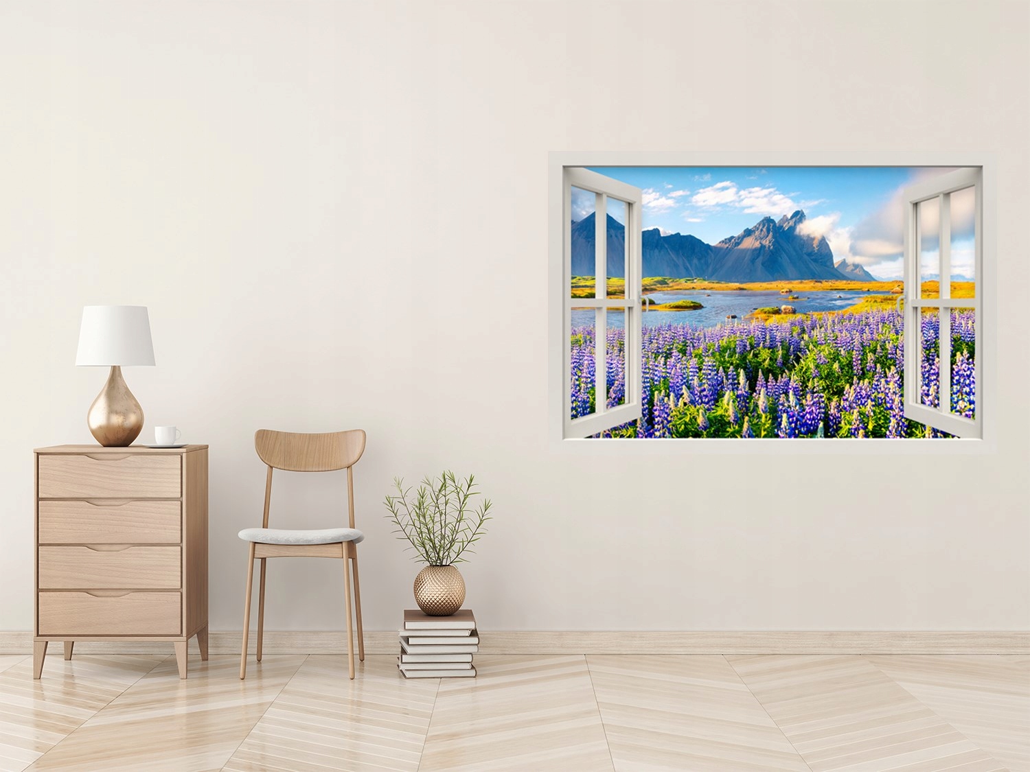 3D okno Nálepka na stenu Kvety vlčieho bôbu 90x60 Značka Bluedecor