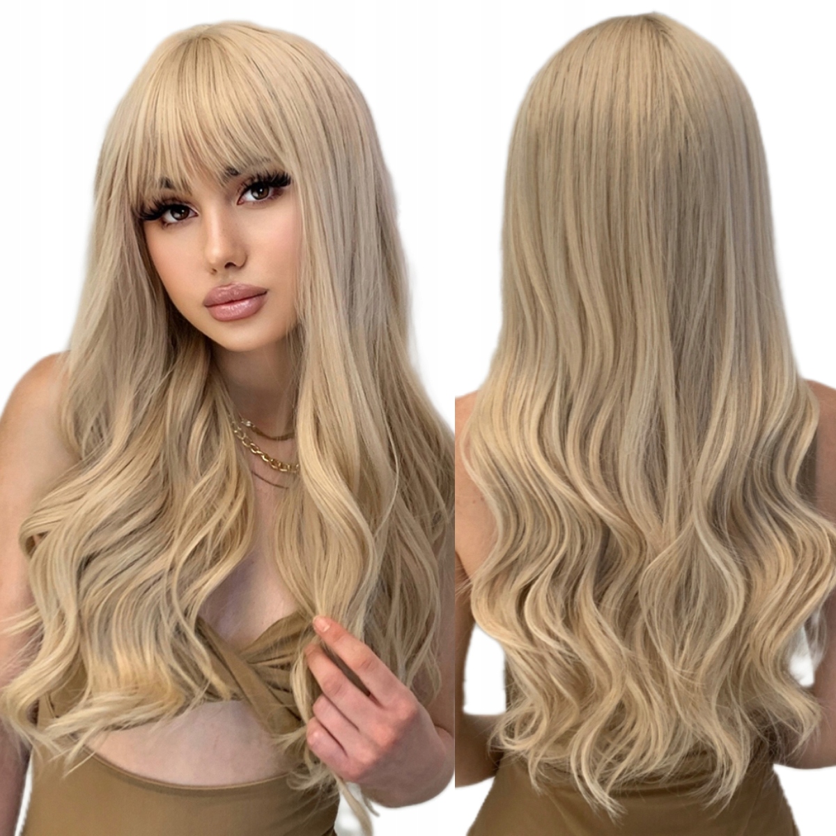 Dámská paruka Blond Dlouhé Kudrnaté Vlasy 68 cm s Hřívou Paruky Dámské