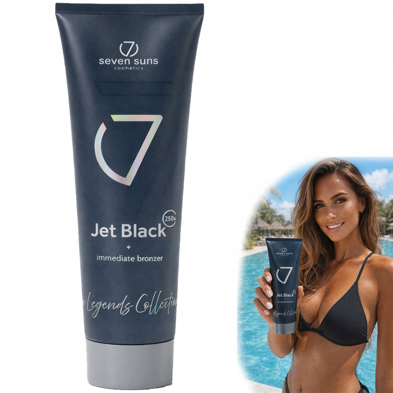 Bronzer na opalování pro solárium 7suns The Legends Jet Black Immediate 250 ml