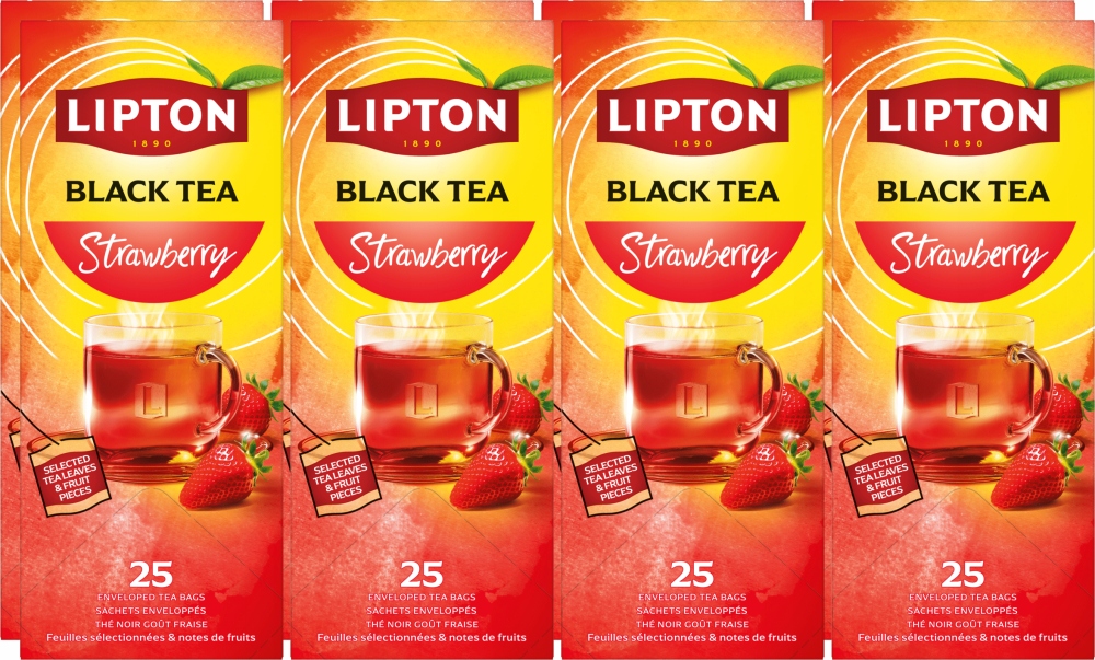 Herbata czarna w kopertach Lipton Refresh Strawberry truskawka 25szt x8