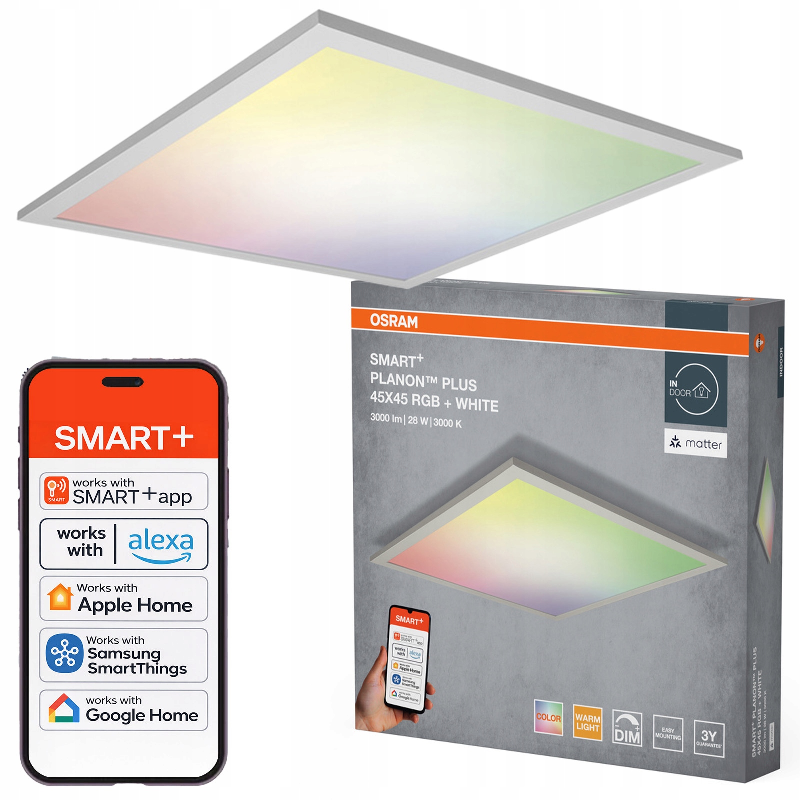 Led panel 28W 2100lm 3000K 45x45 cm Smart+ WiFi Matter Planon Osram