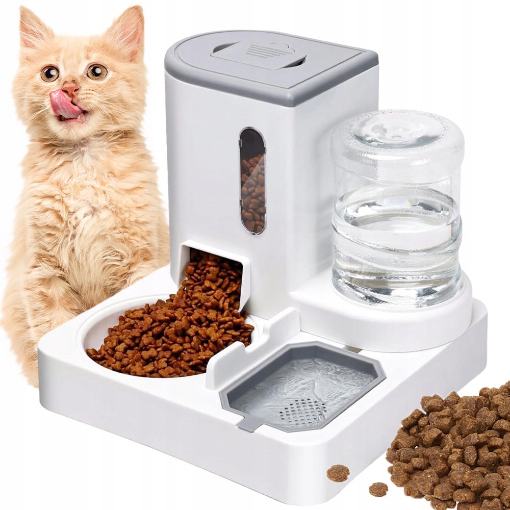Levně Automatický Výdejník Vody A Krmiva Miska Pro Kočky A Psa Dávkovač 2V1 Bílá