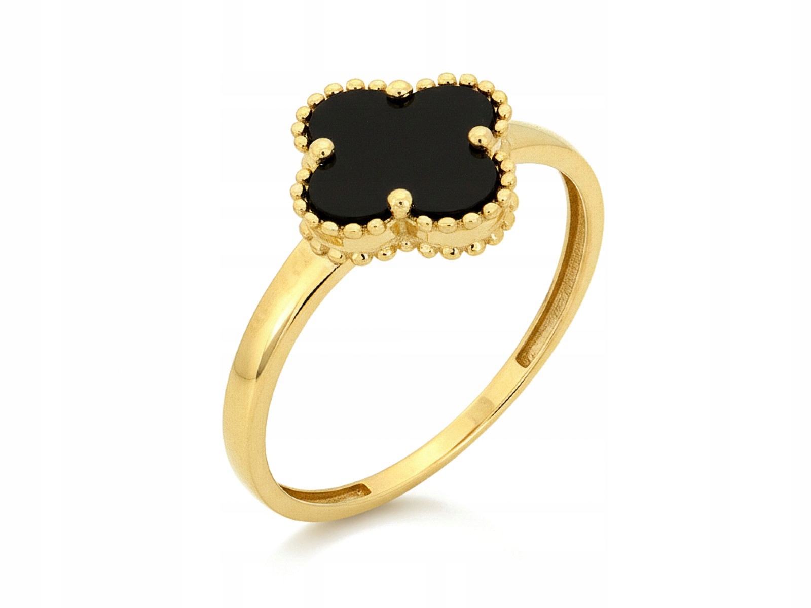 Prstýnek 585 Černý čtyřlístek s Onyxem 15R jetel 1.98 g