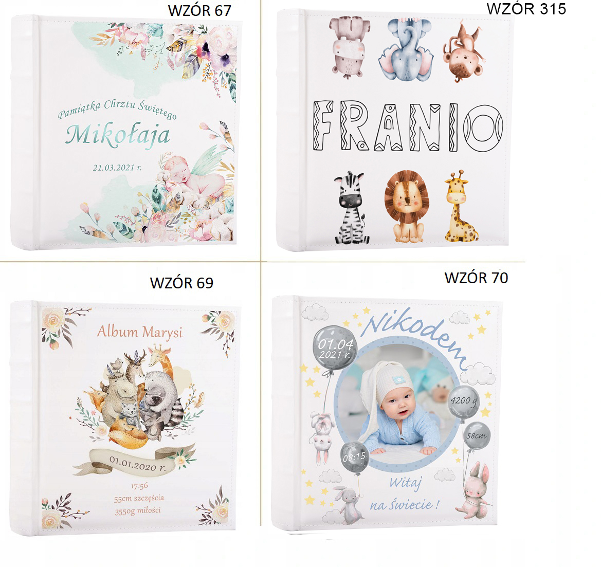 ALBUM NA ZDJĘCIA WKLEJANE DUŻY METRYCZKA DZIECKO ROCZEK Materiał okładki ekoskóra