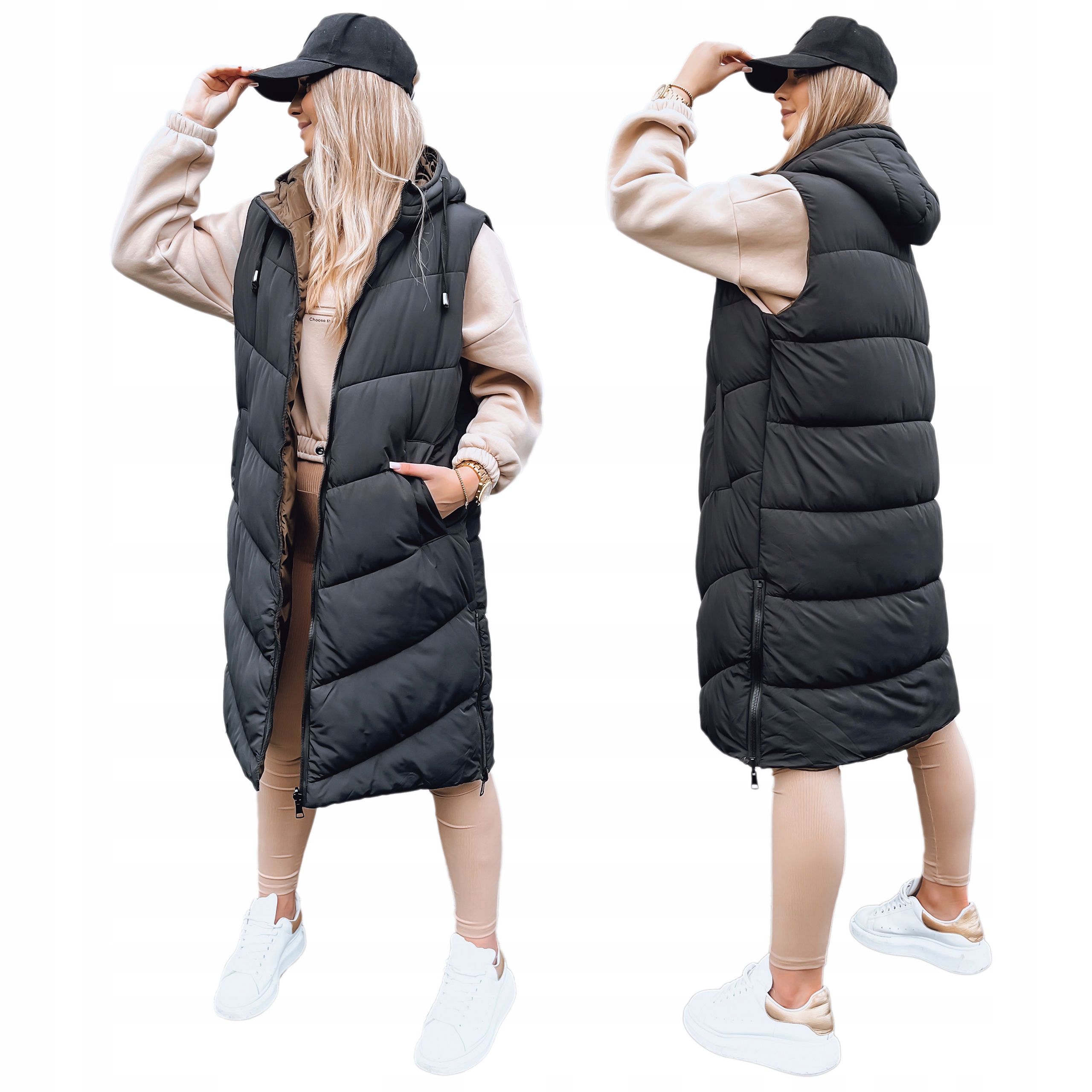 KAMIZELKA DAMSKA BEZRĘKAWNIK Z KAPTUREM roz. XL