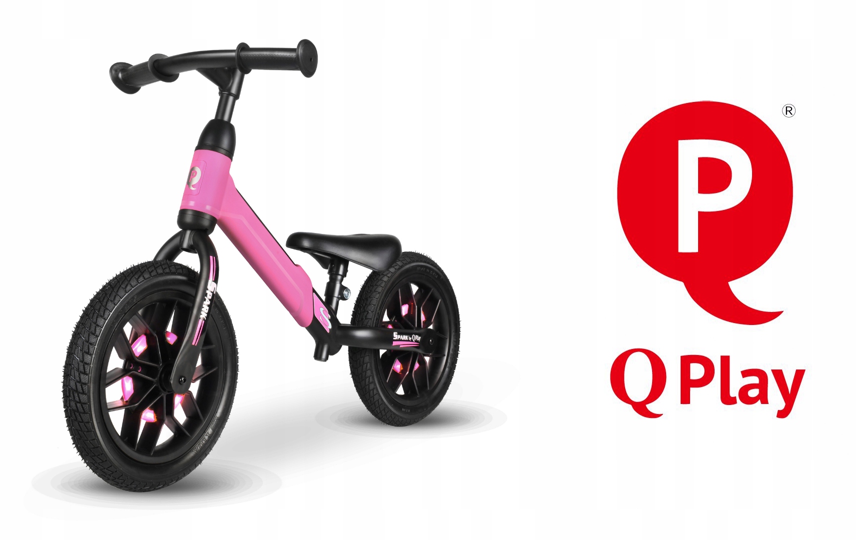 Qplay балансировочный велосипед Spark регулируемая высота светодиодный размер рамы больше