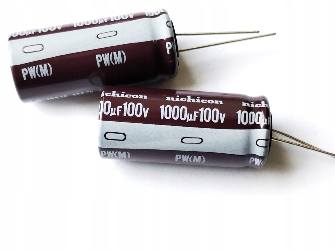 [2szt] Kondensator Nichicon Pw 1000uF 100V Ø18x40mm niska impedancja 47mR