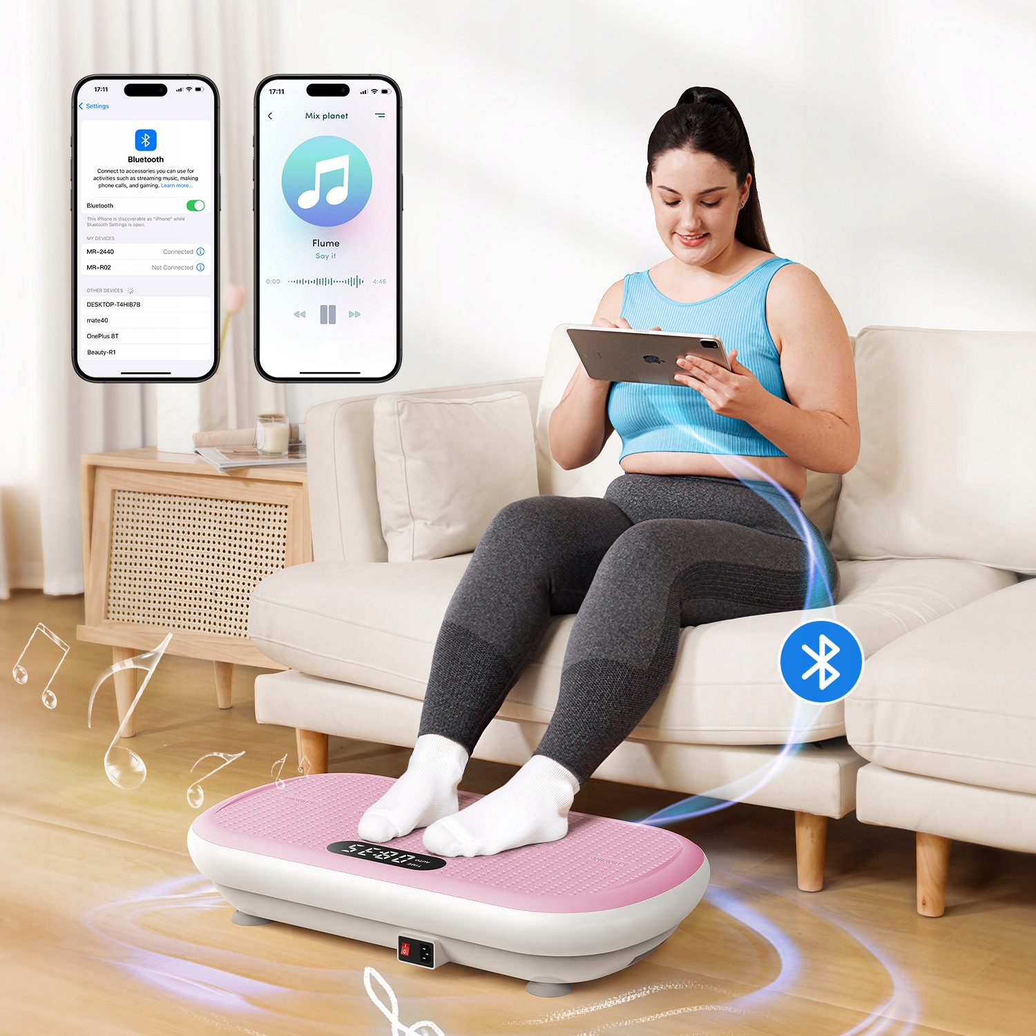 Віброплатформа, 10 швидкостей, 200кг, резистентний джгут, Bluetooth, LED Бренд Мерах