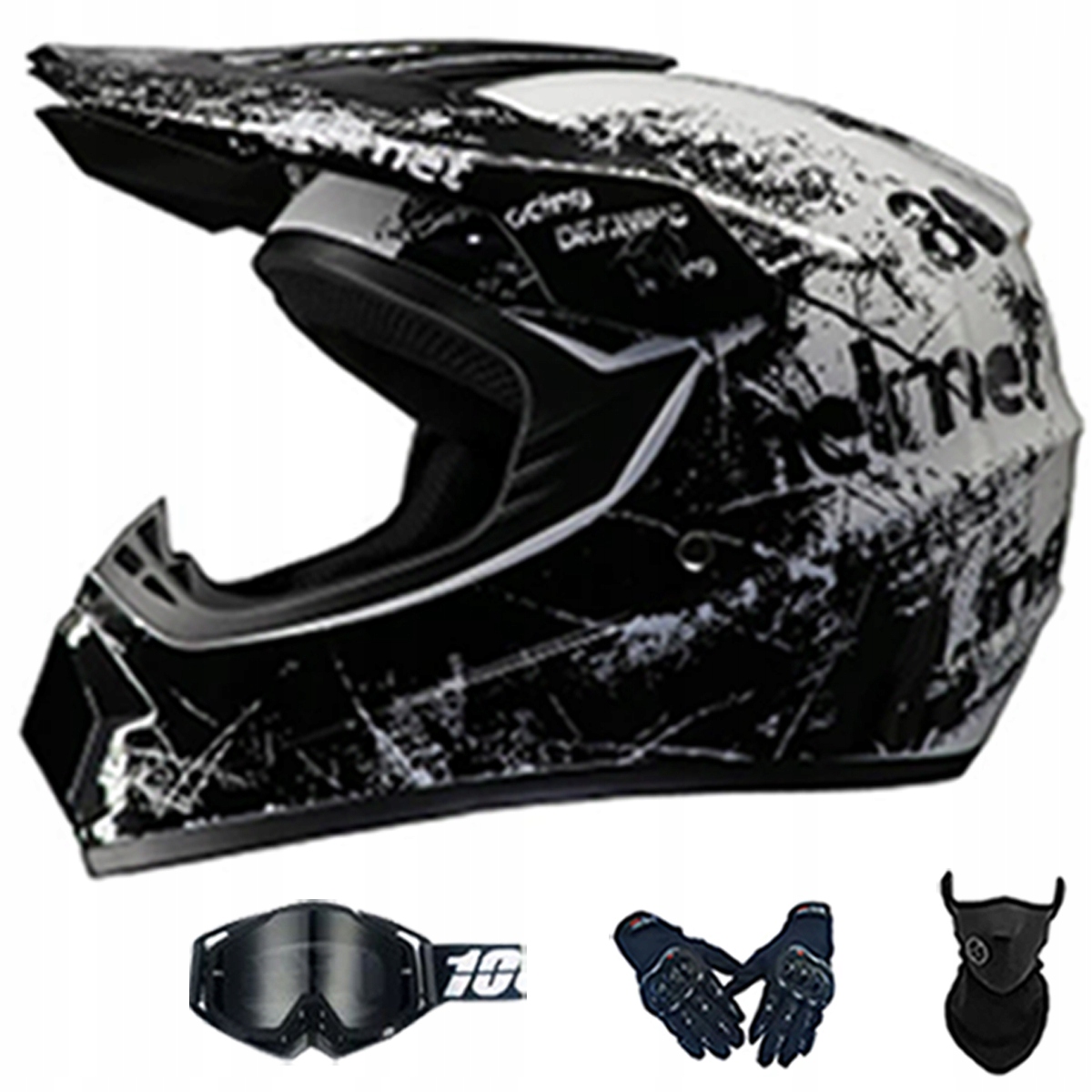 Motocyklová Přilba Lehká Enduro Quada Brýle Rukavice Maska M