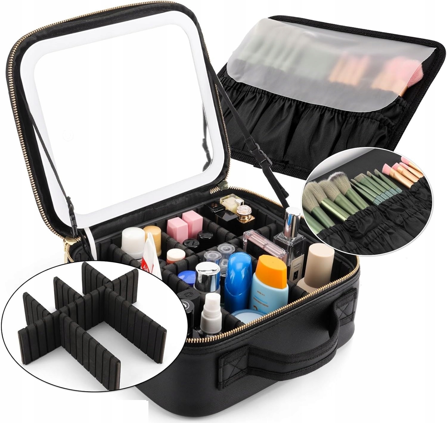 Kosmetická Taška S Led Zrcátkem, Kožená Jako Dárek, Kufřík, Make-up