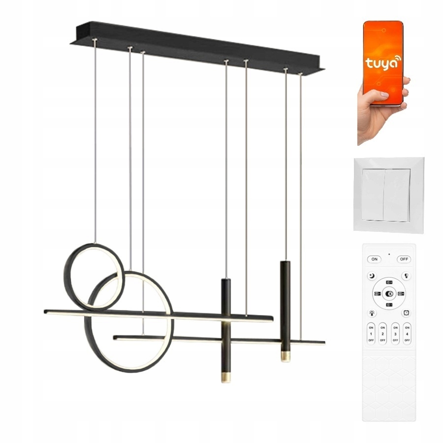 Lampa Wisząca Nad Stół Czarna 120CM 62W Pamięć Bluetooth Darmat Light 502