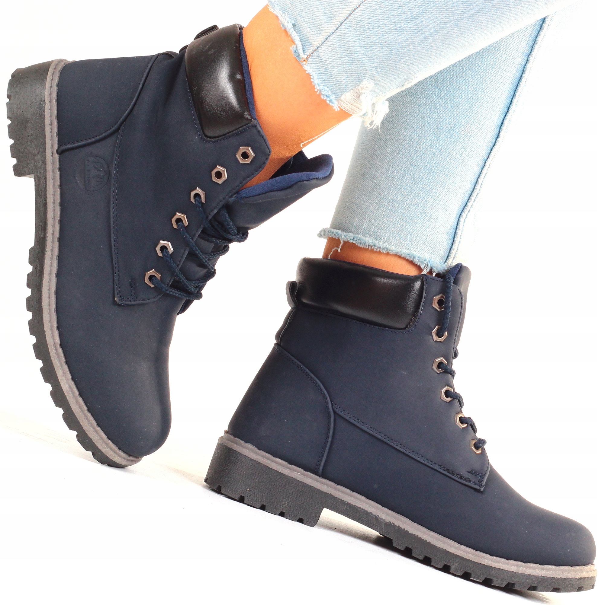 TRAPERY DAMSKIE BOTKI TIMBERKI BUTY WORKERY Kod producenta 6612BLUE-DEEP