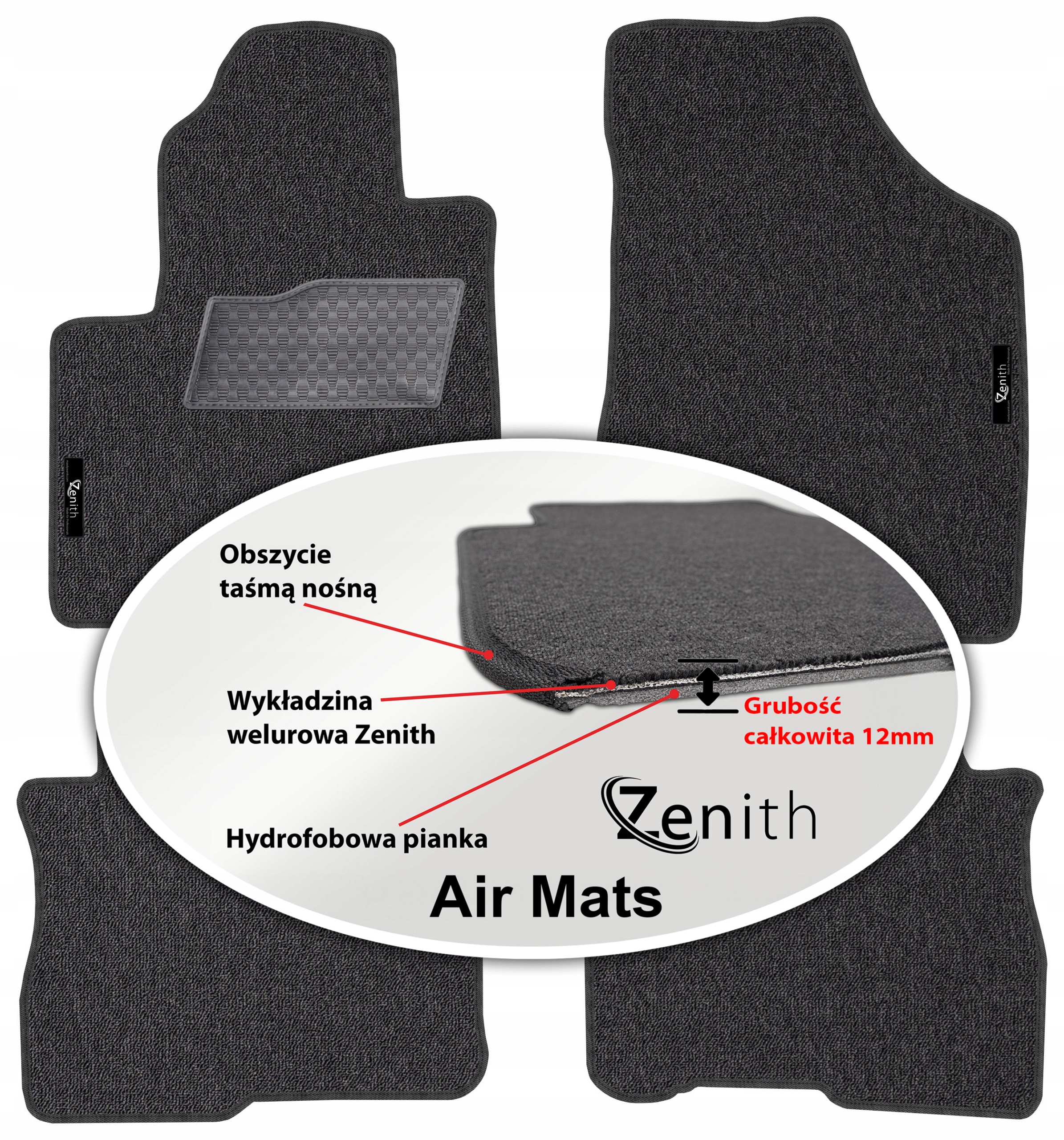 Hyundai Santa Fe II 5os 06-09 Velúrové koberčeky do auta Zenith Air Mats