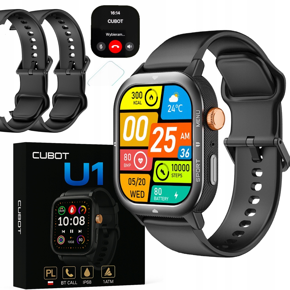 Cubot U1 Ai Smartwatch Zegarek Sportowy Męski Puls Rozmowy Tel Wodoodporny