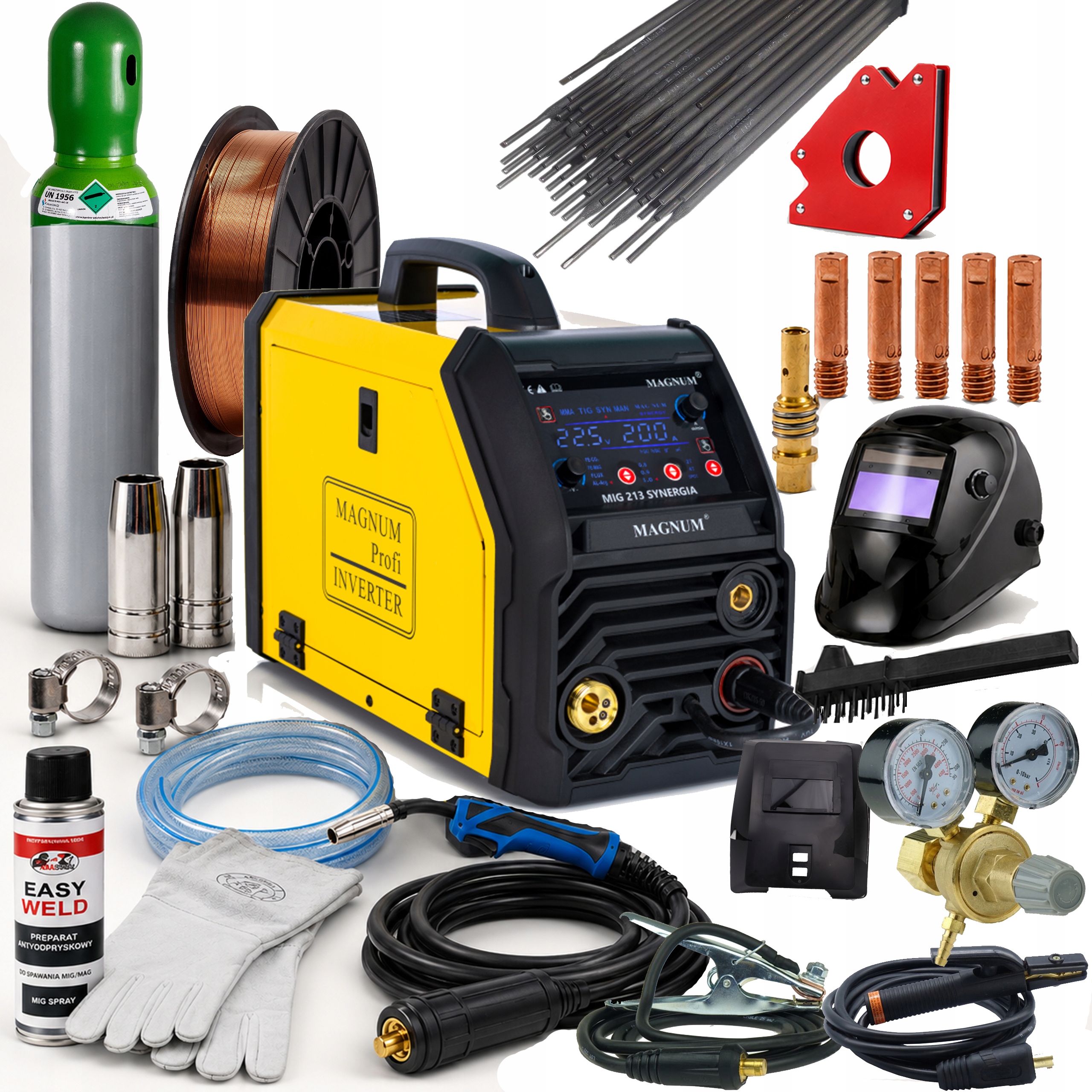 Spawarka Magnum Mig 213 Synergia Mig/mag Mma Tig Flux 200A 230V ZESTAW1