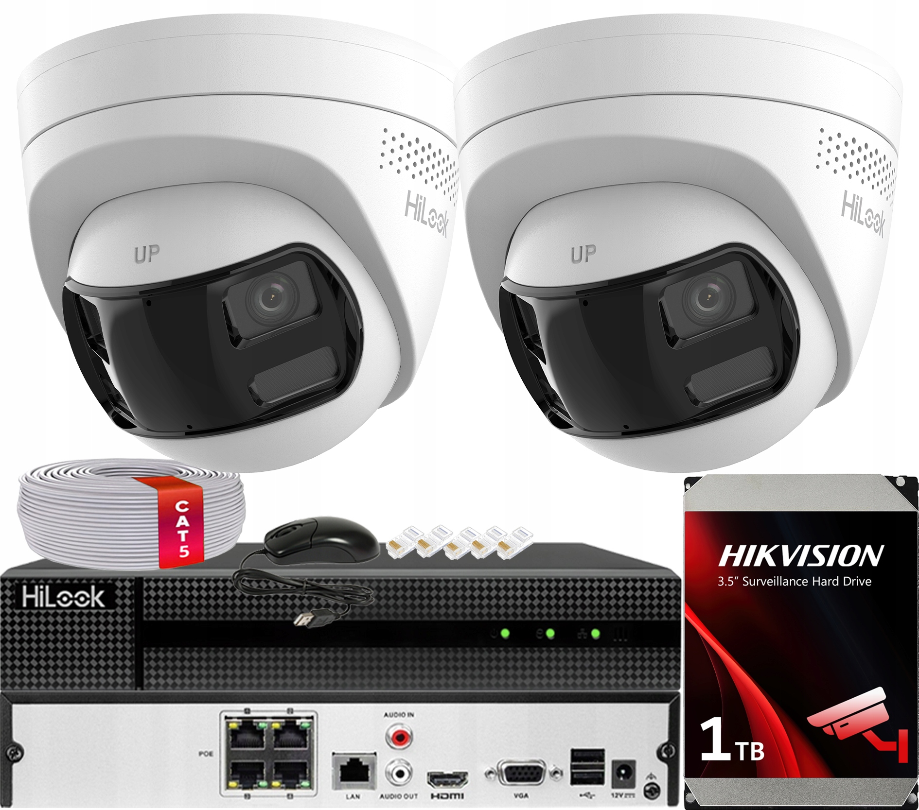Sada monitorování 8MPx 2x panoramatická Ip kamera 180° HiLook Hikvision PoE