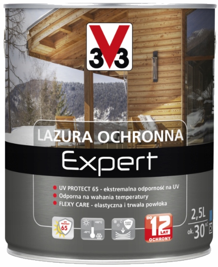 V33 Lazura Ochronna Expert do 12 Lat Ochrony ciemny orzech 2,5L