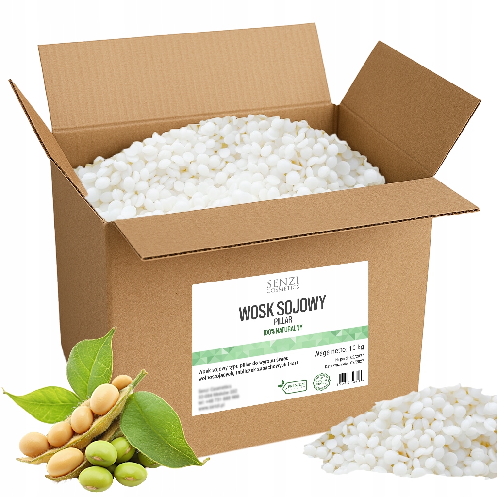 Sójový vosk Pillar pre voľne stojace sviečky 100 % prírodný Diy pastilky 10 kg