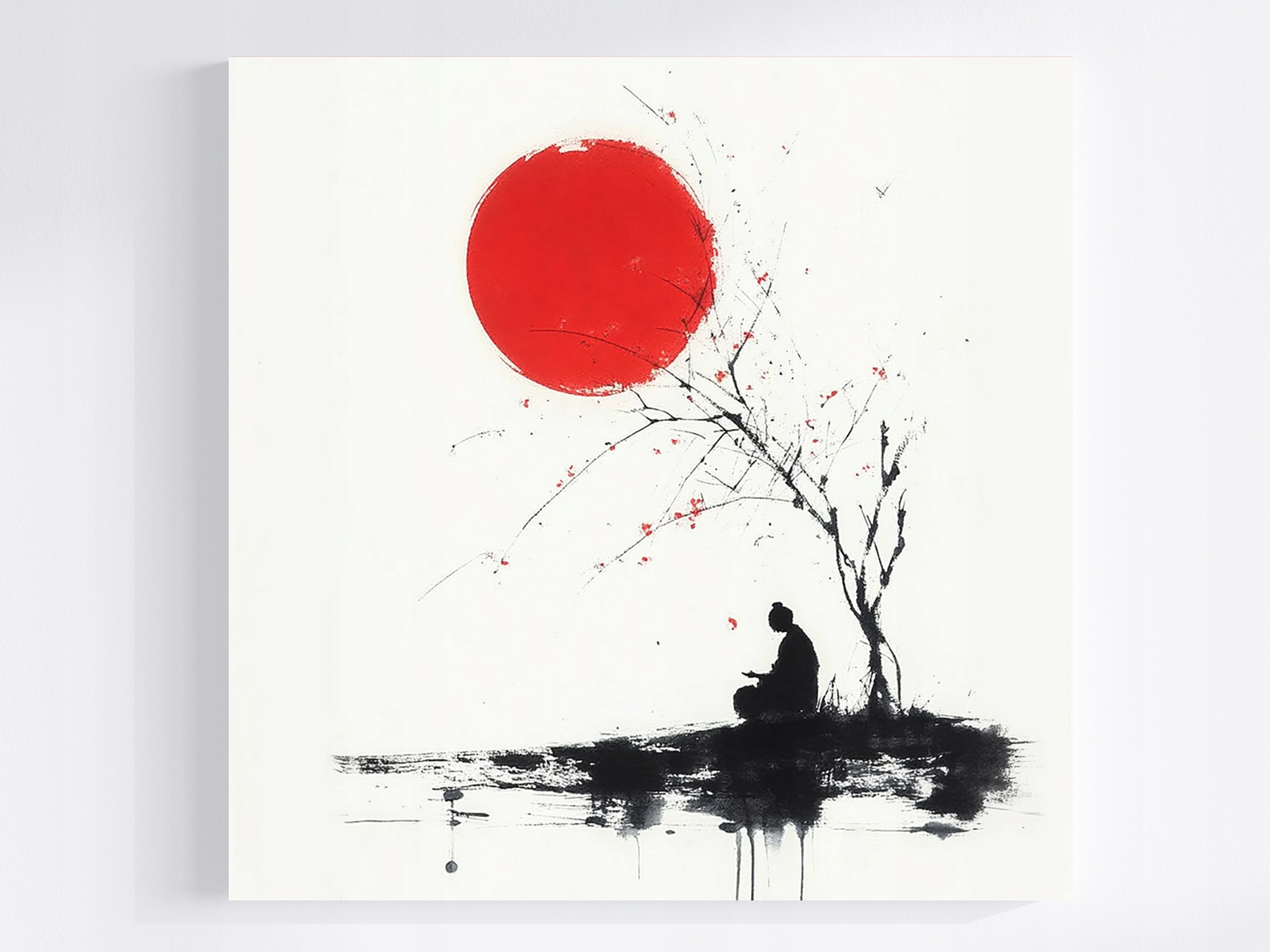 Obraz Na Plátně Canvas Grafika Asie Japonsko Měsíc Strom Samuraj 80x80