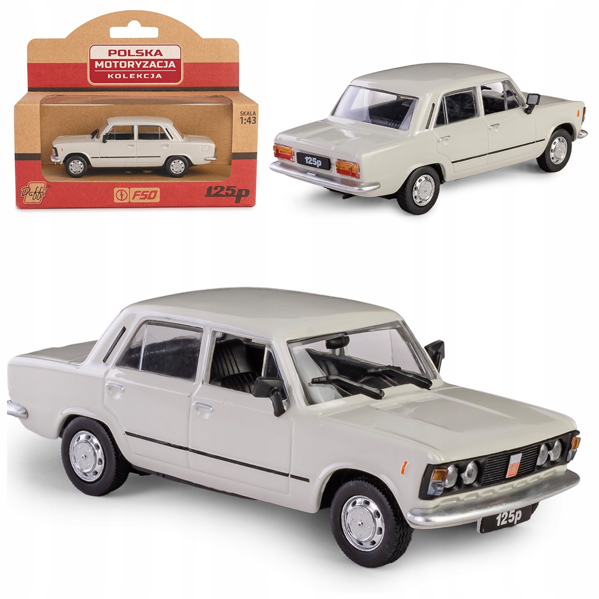 FIAT 125P MR KOLEKCJA PRL MODEL POJAZDU 1:43 SAMOCHÓD AUTO SZARY DAFFI