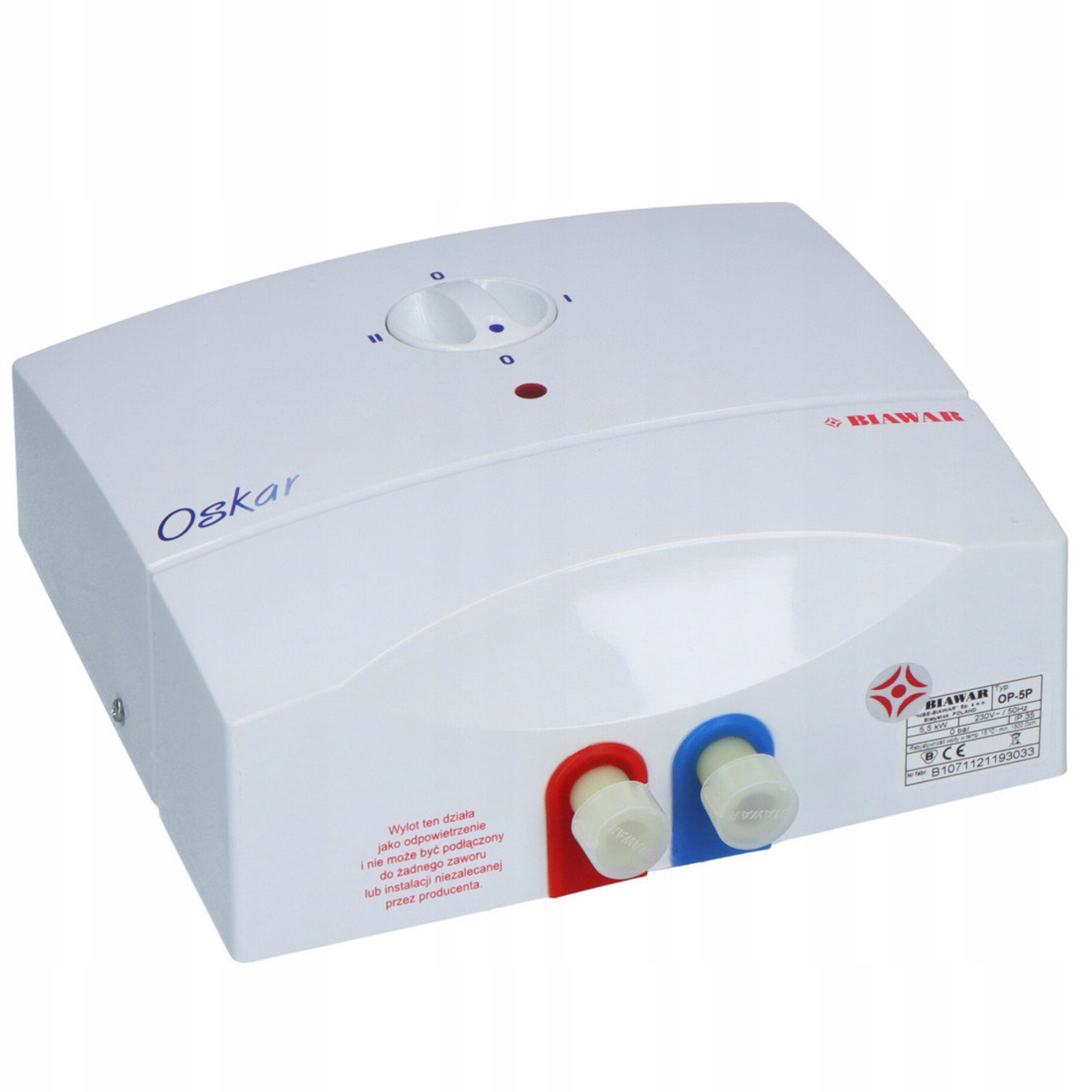 OGRZEWACZ OP-5P OSKAR PRYSZNICOWY BIAWAR / PRZEPŁYWOWY Kod producenta 10711