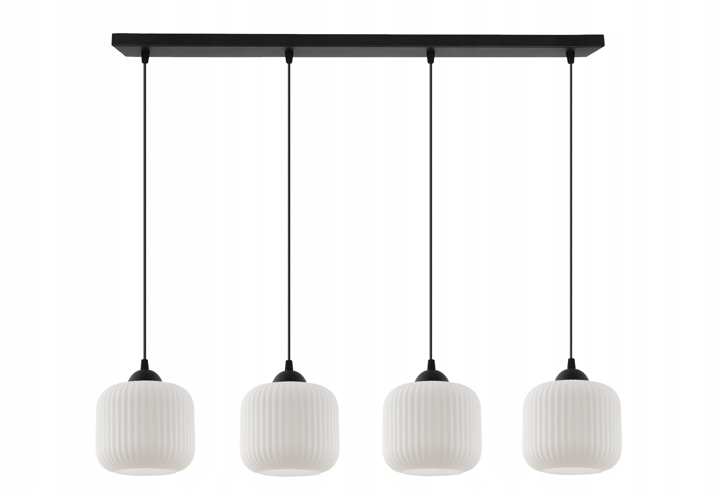 Stropná Závesná Lampa Luster Čierny Biele Sklenené Tienidlá Glamour Valce