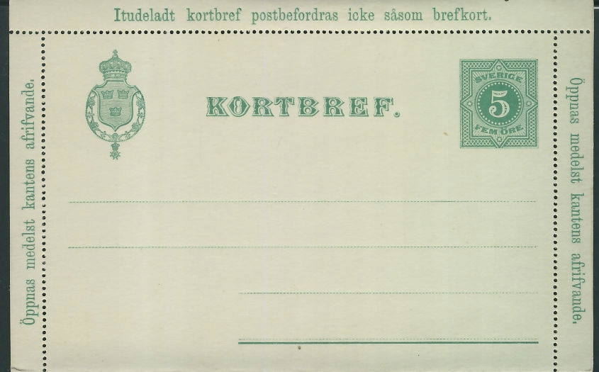 Szwecja Kortbref 5 ore * - Sekretnik