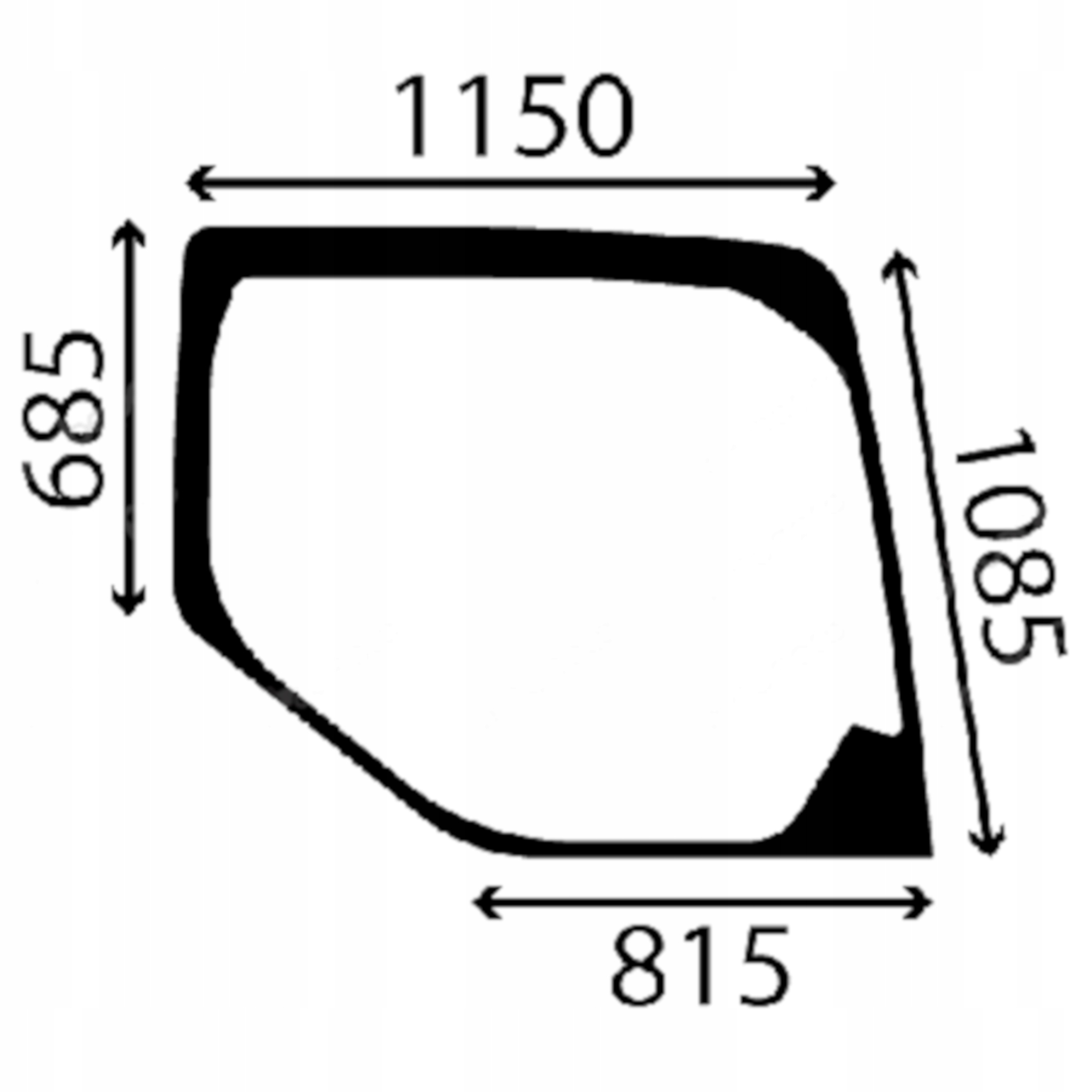 sklo Komatsu boční pravé 22B-54-28331 (3754)