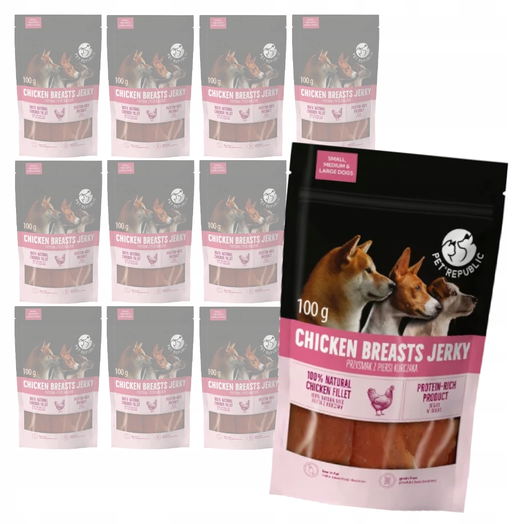 Levně PetRepublic Psí Pamlsek 12x100 g Sušená kuřecí prsa