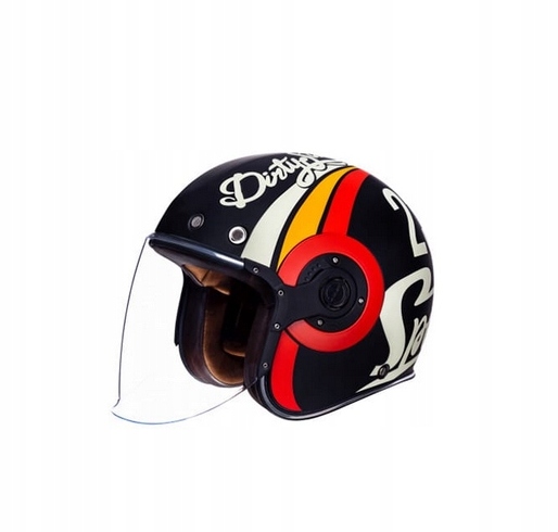 Motocyklová Prilba Otvorená Retro Jet MA213 White Red Matt Blavk M 57-58 cm