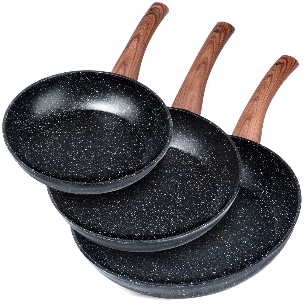 3x Granitová pánev na smažení a dušení sada pánví Vilde 20 24 28 cm