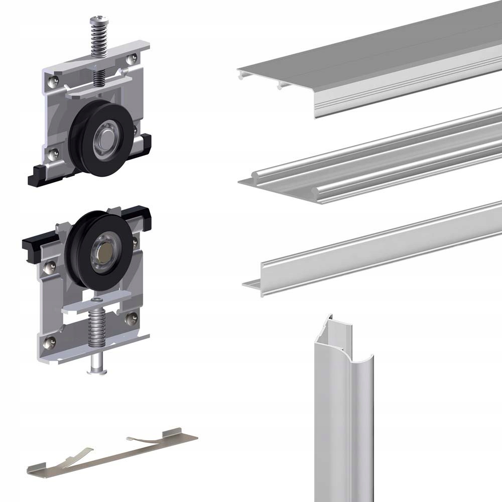 System przesuwny szafa 2skrzydła 18mm,srebrny 1,8m