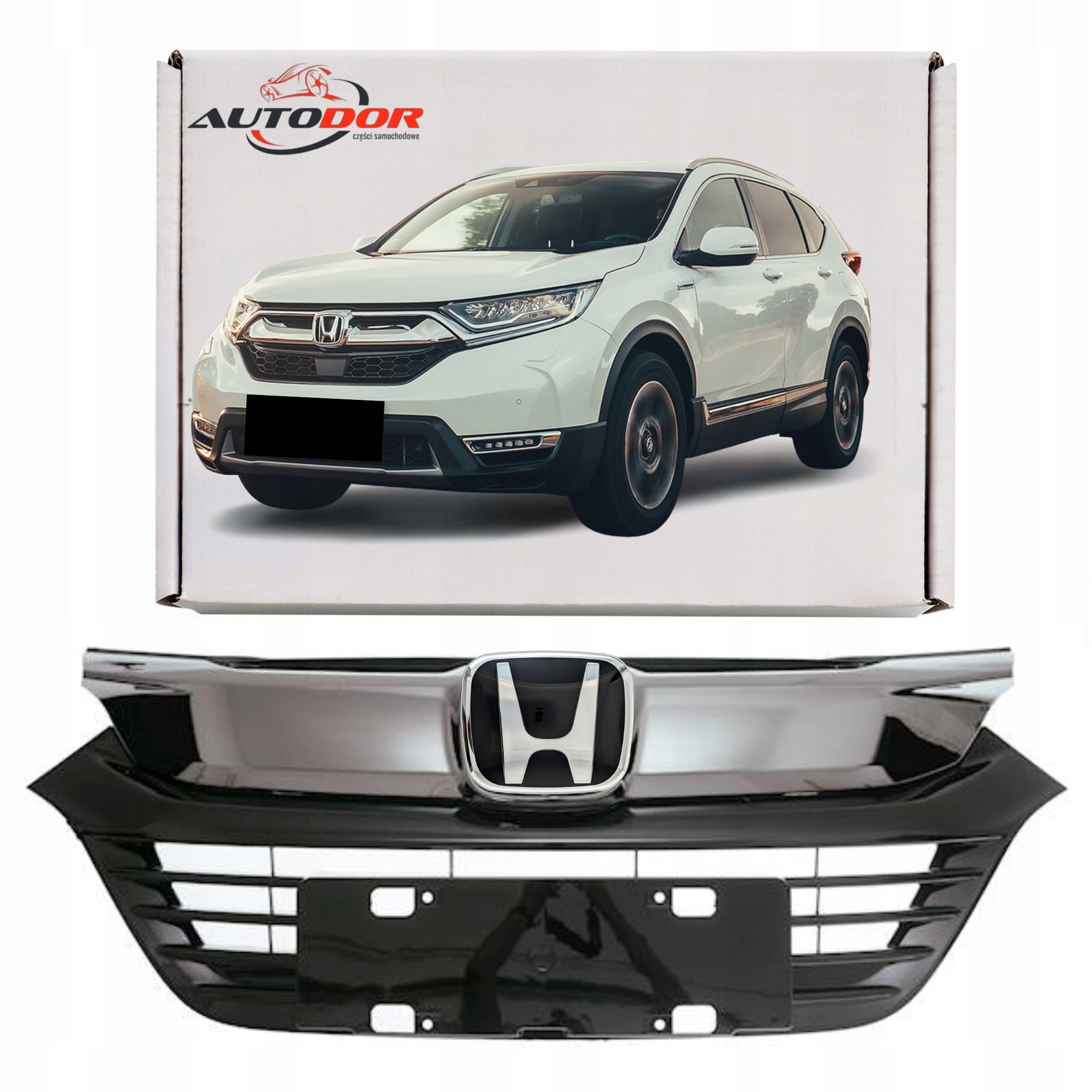 Honda Hr-v Lift 2019- Gril Atrapa Středová Mřížka Černá Chrom Emblém