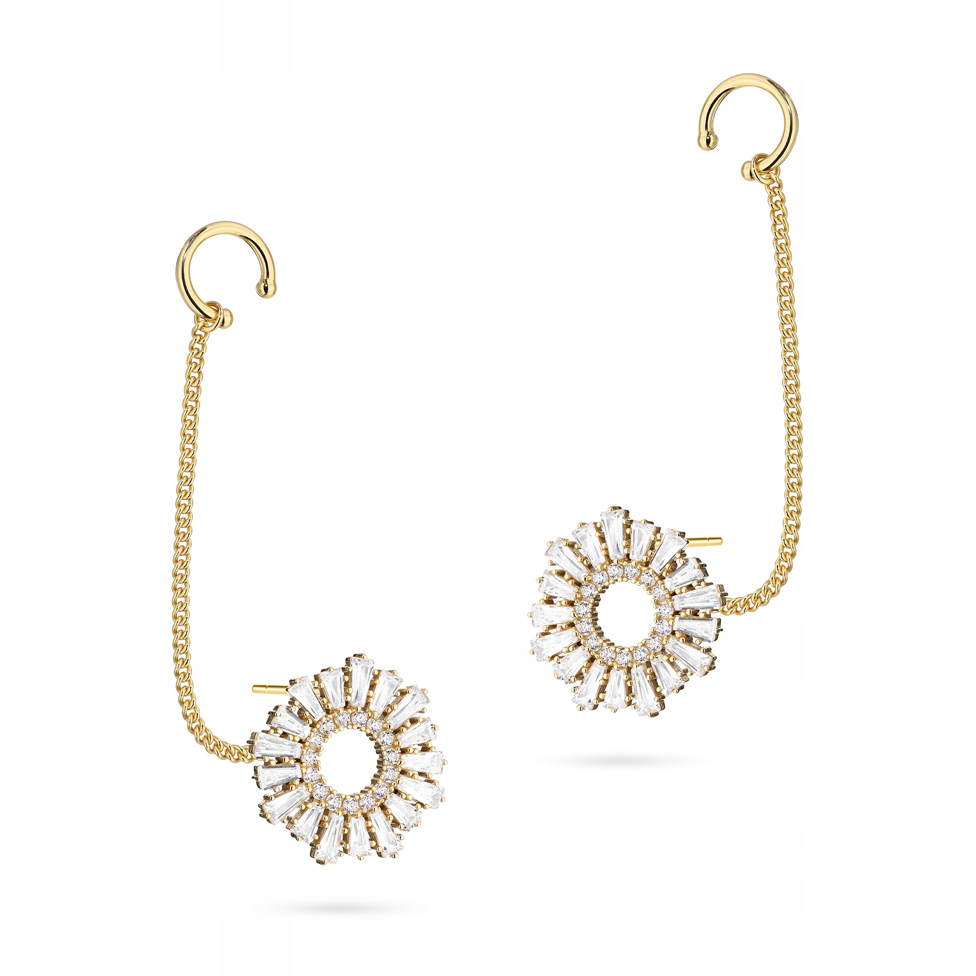 Stříbrné Náušnice pr 925 Náušnice s řetízkem a zirkony Květiny Dýka