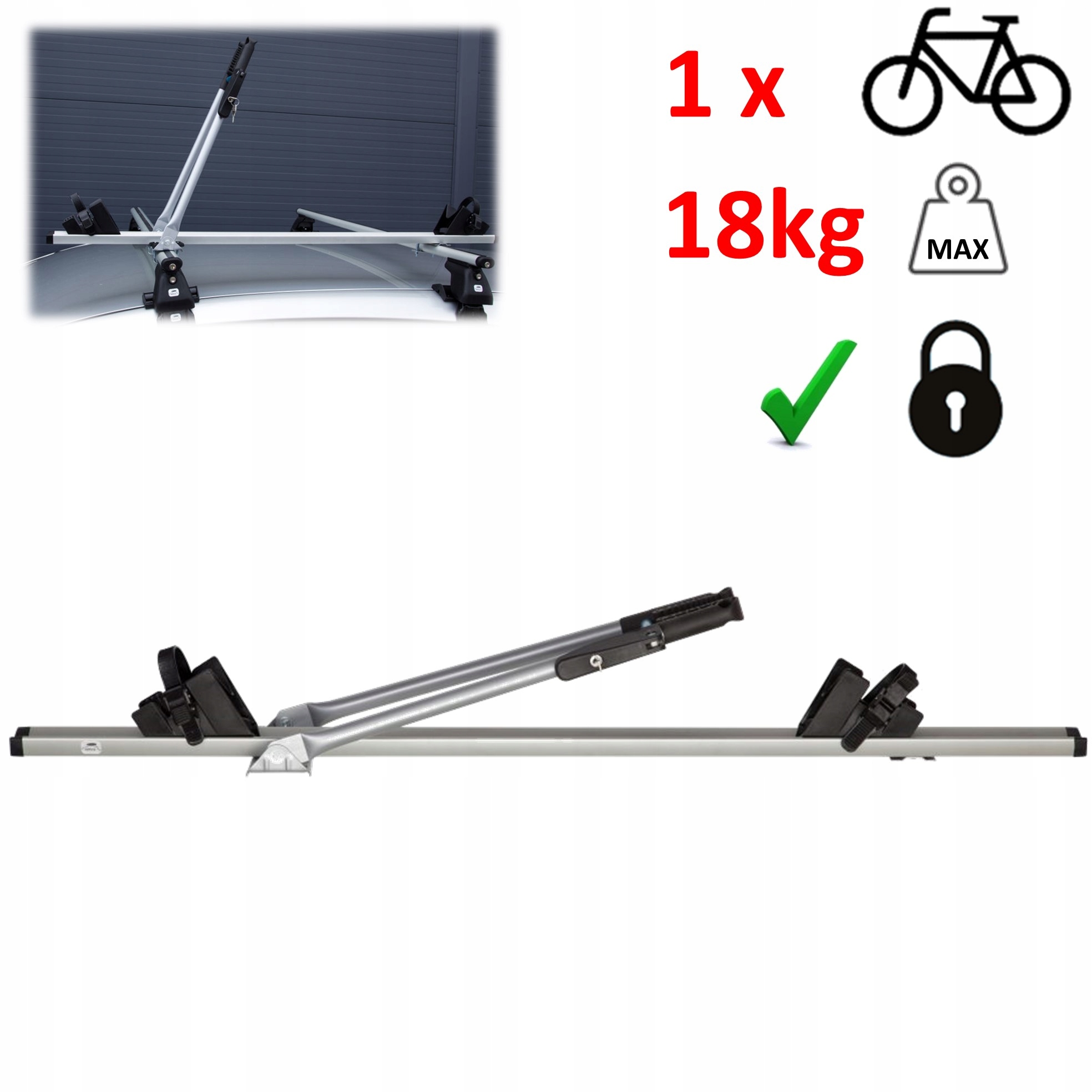 BAGAZNIK ROWEROWY UCHWYT NA ROWER DACH ALUMINIOWY Weight with packaging 3 kg
