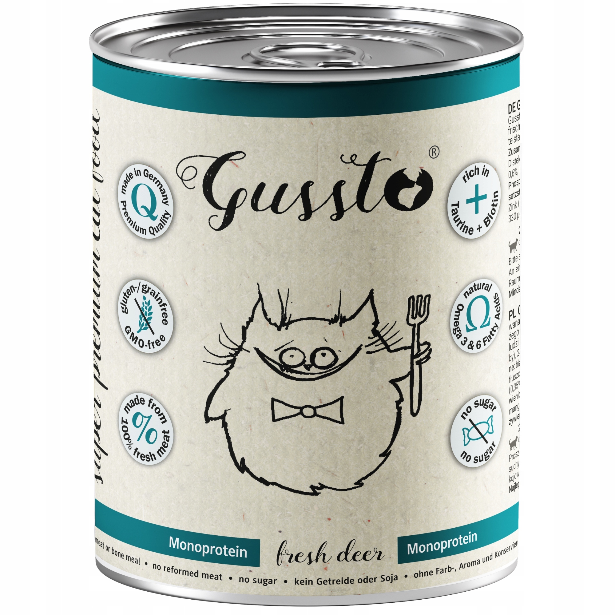 Gussto Fresh Deer Jeleń 24x 400g Monobiałkowa smakowita karma mokra dla kot