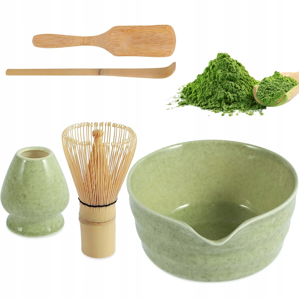 Sada Matcha Přírodní Bambus Keramická Miska Whisk Lžíce 5 Dílů