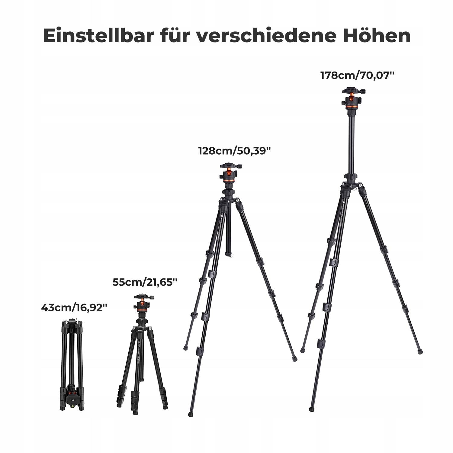 K&F CONCEPT Statyw Aluminiowy 178cm z Uchwyt na Telefon Podróżny Tripod — miniatura 6