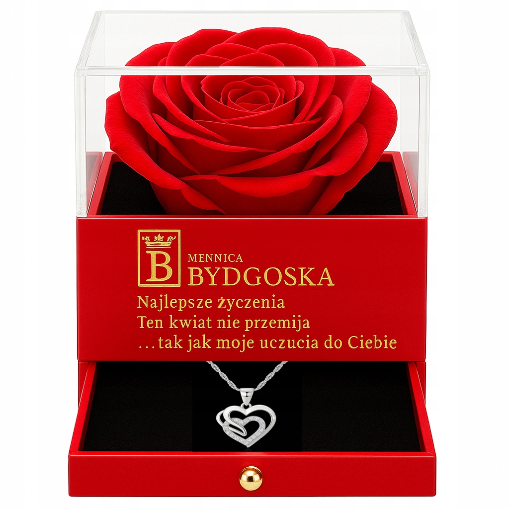 Stříbrný dámský náhrdelník srdce krabička na dárek růže stříbro 925