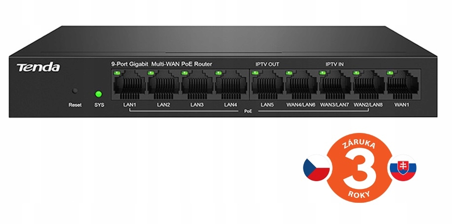 Tenda G0-8G-PoE Gigabit PoE Router MultiWAN, 3x Gwan/ Glan, 1x Gwan, 5x…