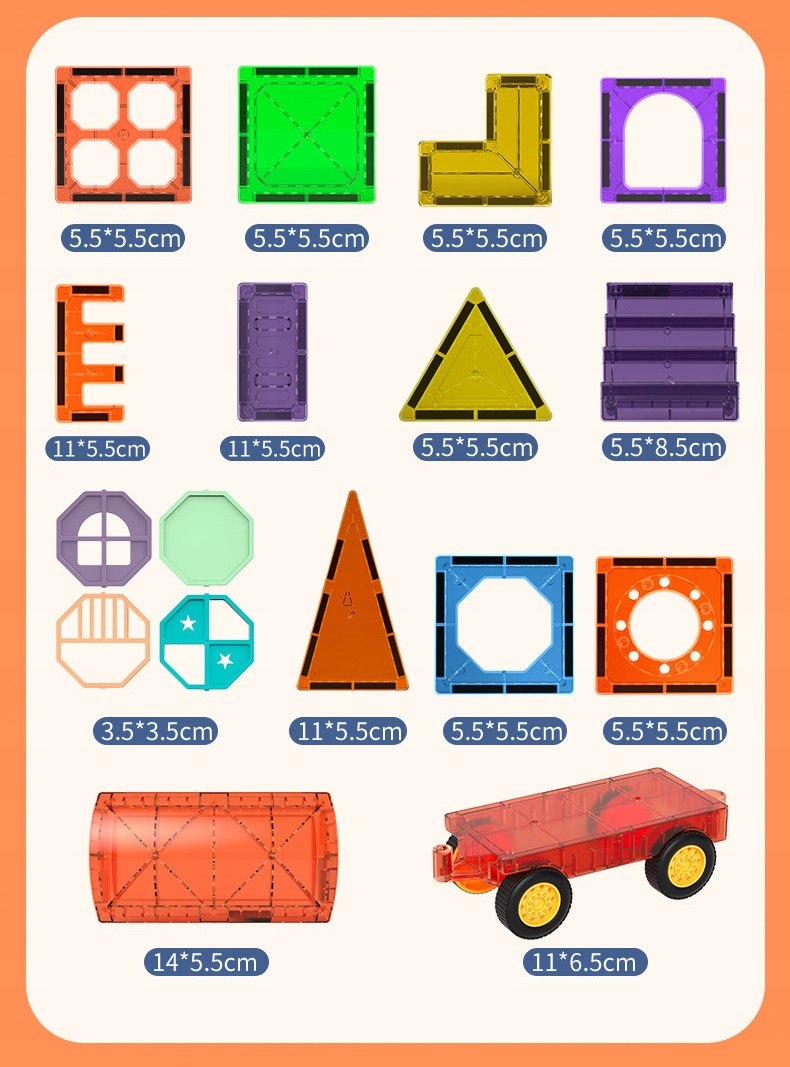 KLOCKI MAGNETYCZNE PANELE NEODYMOWE 149 EL ZESTAW Liczba elementów 149 szt.