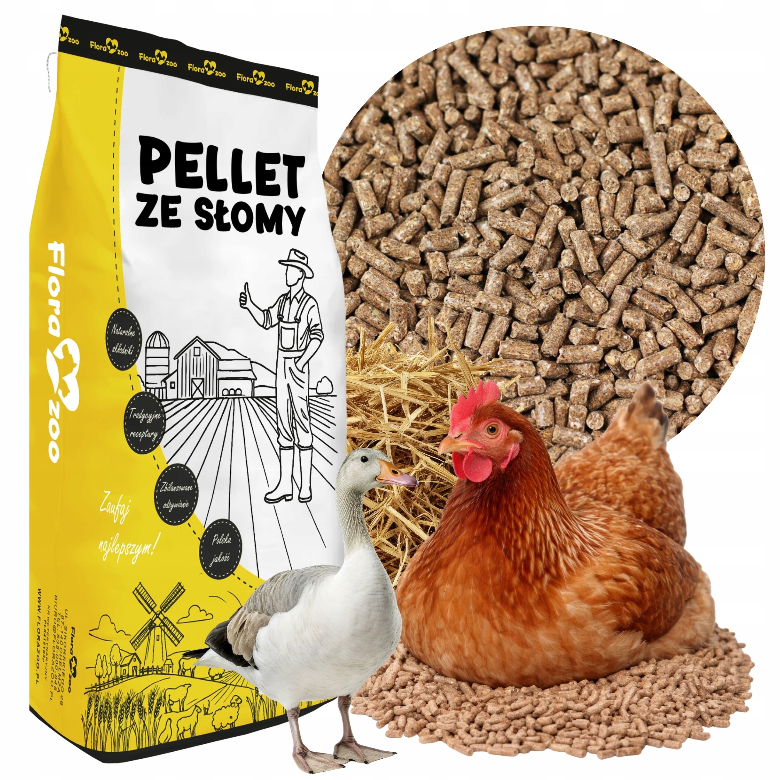 PELLET ŚCIÓŁKA WYŚCIÓŁKA PODŁOŻE ZE SŁOMY DLA KUR DROBIU PTAKÓW KACZEK