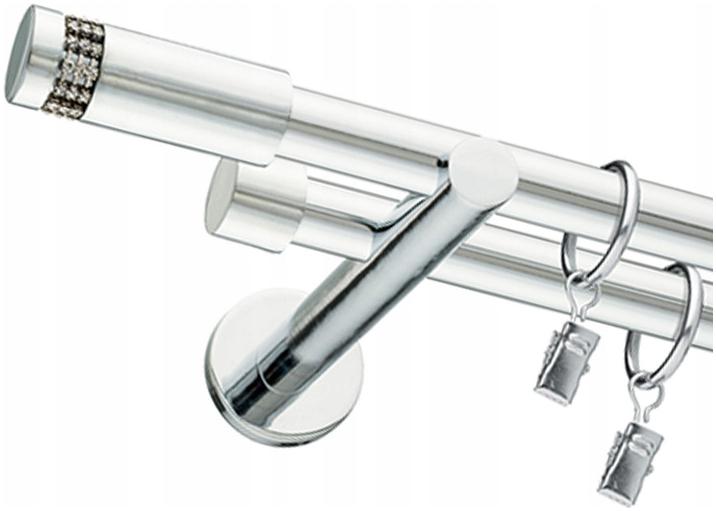 KARNISZ PODWÓJNY CHROM 19+19 mm 340cm RÓŻNE WZORY