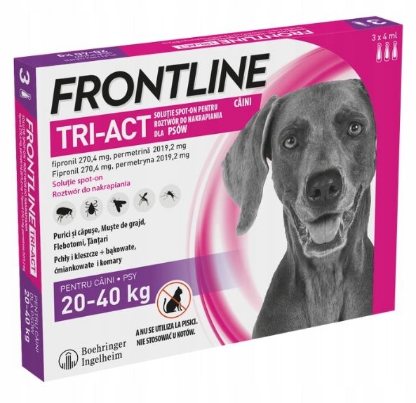 Frontline Tri-act L Krople Na Pchły Kleszcze Na 90 Dni Dla Psa 20-40kg